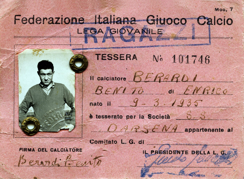 Patrizia Berardi. Tesserino di Benito Berardi, Federazione Italiana Gioco Calcio - Lega Giovanile